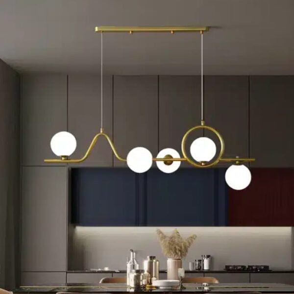 Luxurious 5-Arm Glass Chandelier - Gold