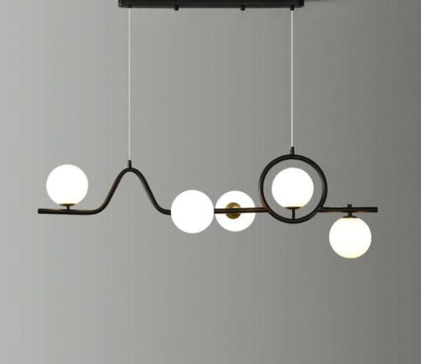 Luxurious 5-Arm Glass Chandelier - Black