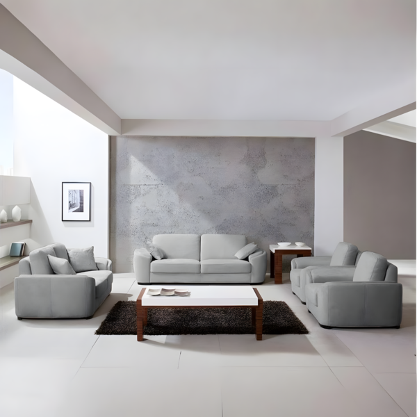 Modern living room set in beech wood and velvet, 4 pieces - Gray