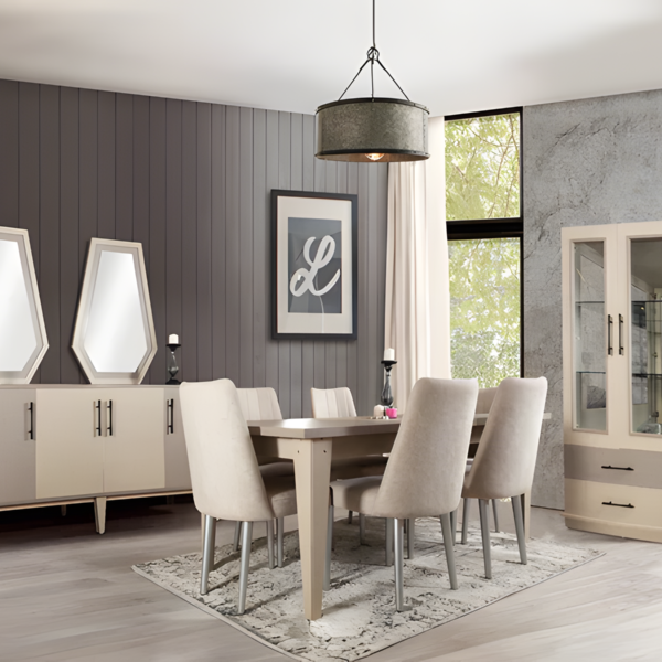Venus 9-piece dining room set - Brown & Beige