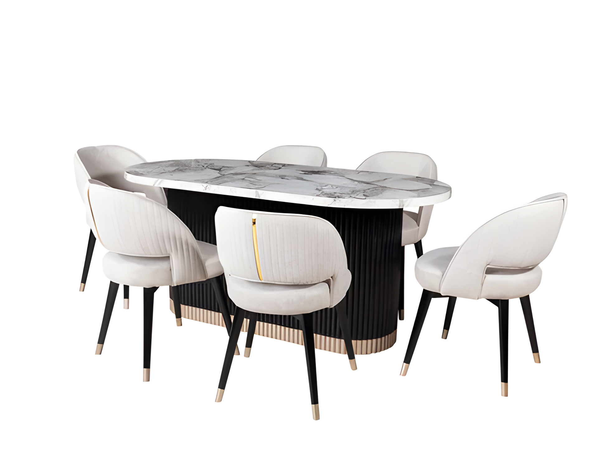 Marble dining room set, 9 pieces - Image 2