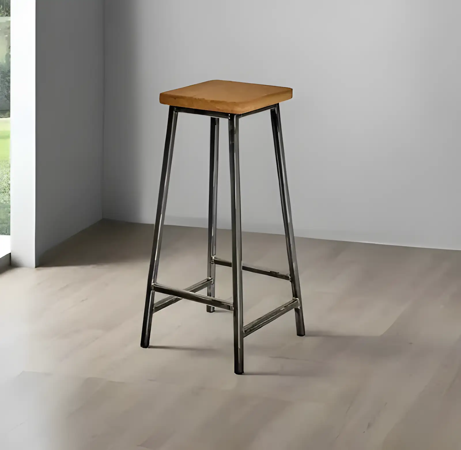 Modern Metal & Wood Bar Stool