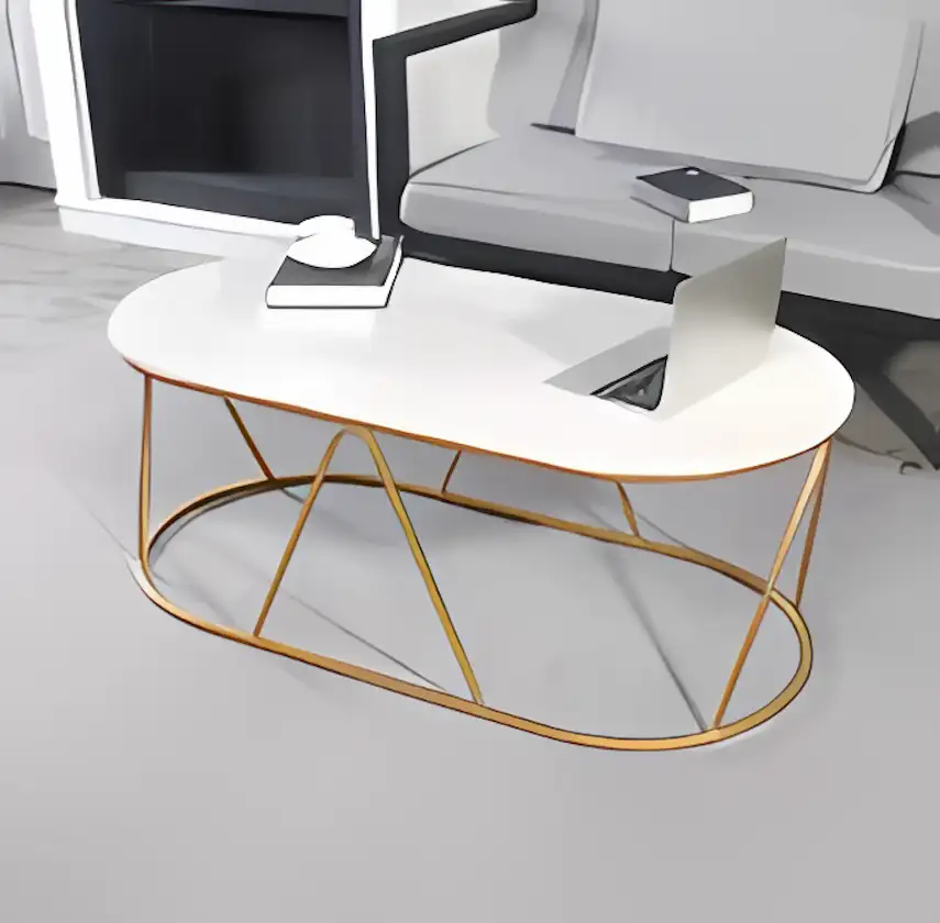Coffee Table -Gold & White