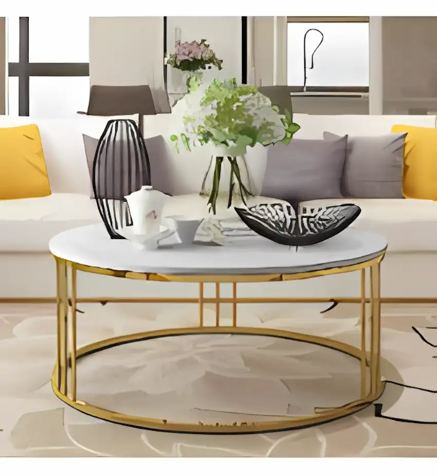 Coffee Table -Gold & White