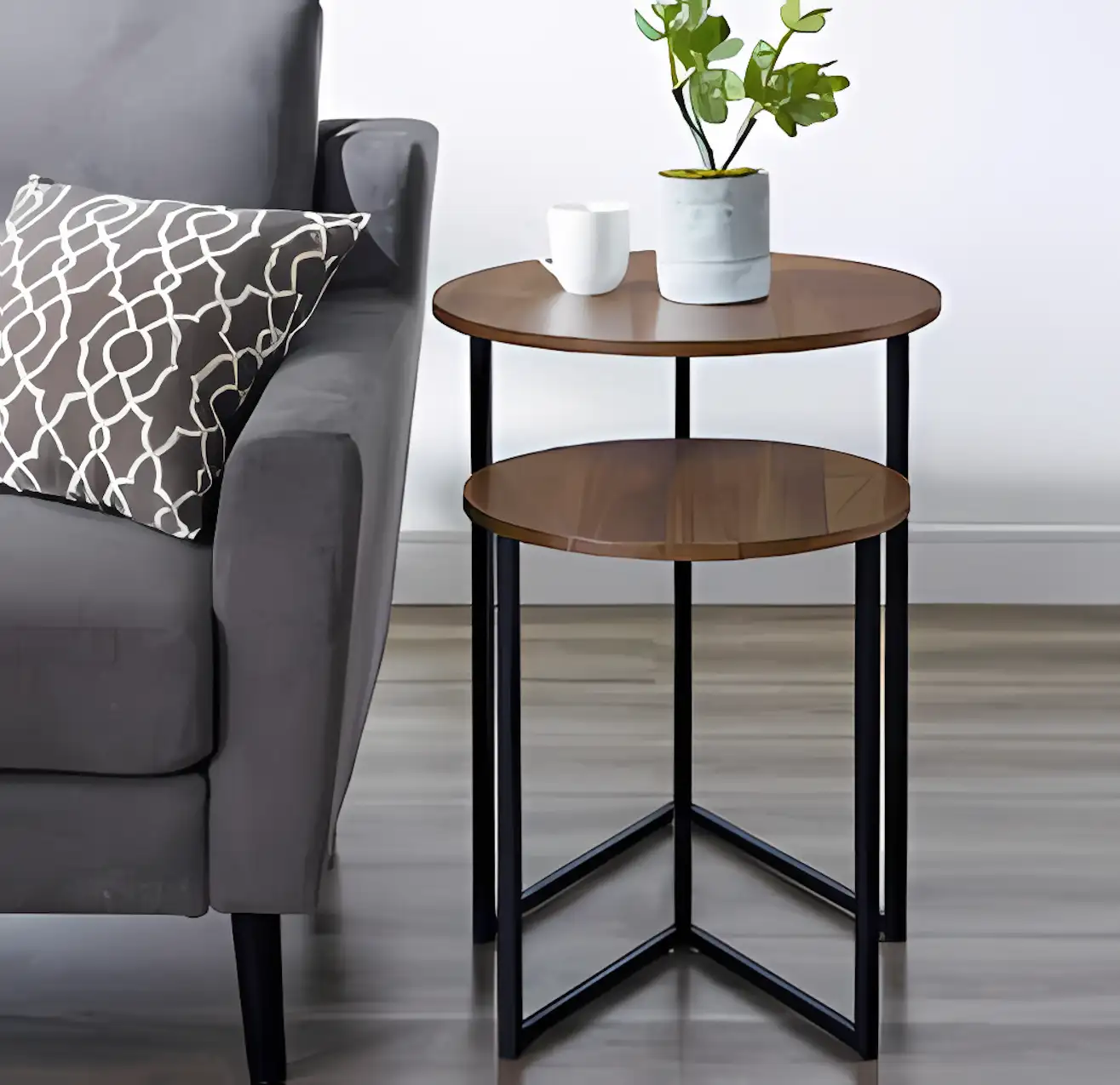 Side Table -Black & Brown