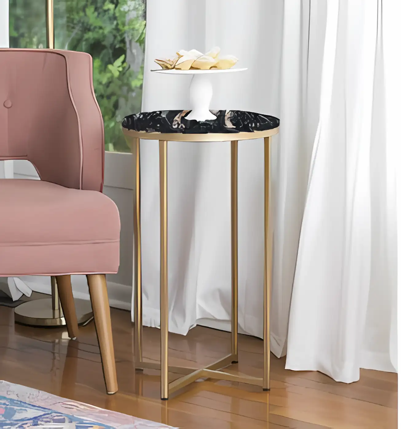 Side Table -Gold & Black