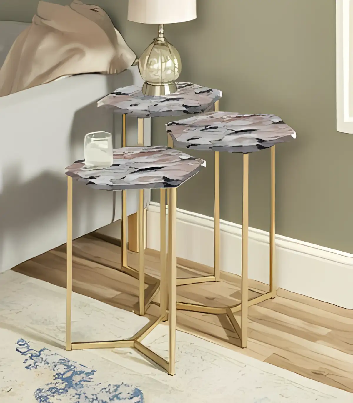 Side Table Set -Gold