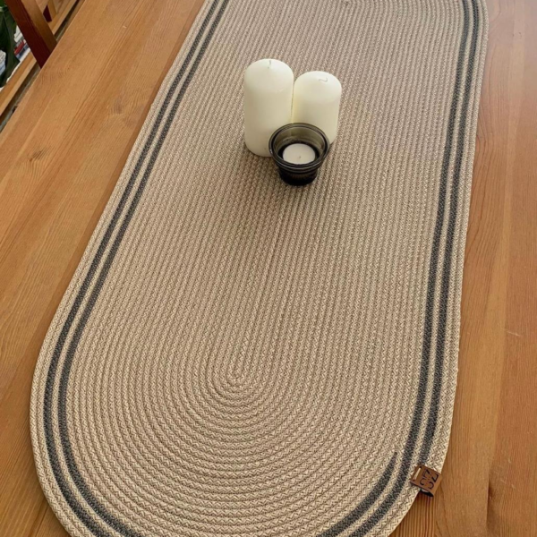 Lira Table Runner VL-WI-780593 - 110 × 35 cm., Beige & Gray