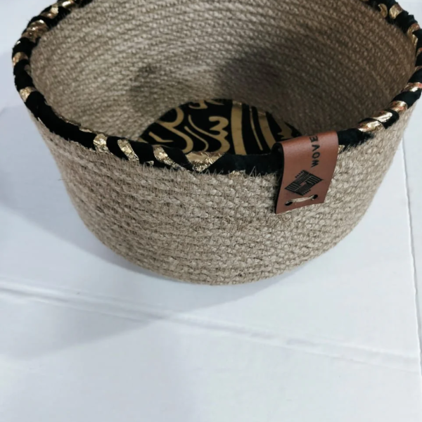 Nura Woven Basket  VL-WI-780525 - 25 × 6 cm, Gold & Black