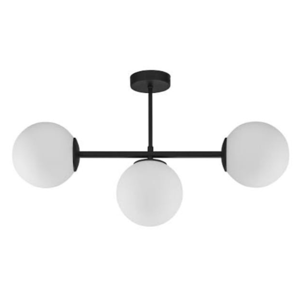 Contemporary 3-Light Linear Chandelier - Black & White
