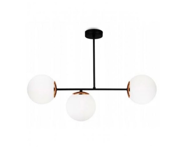 Contemporary 3-Light Linear Chandelier - Black and Gold