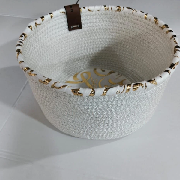 Nura Woven Basket VL-WI-780525 - 20 × 10 cm, White and Gold