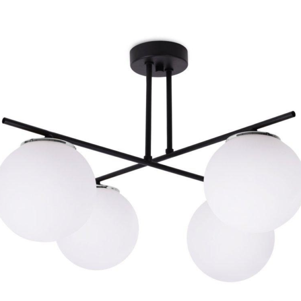Contemporary 4-Light Square Chandelier - White
