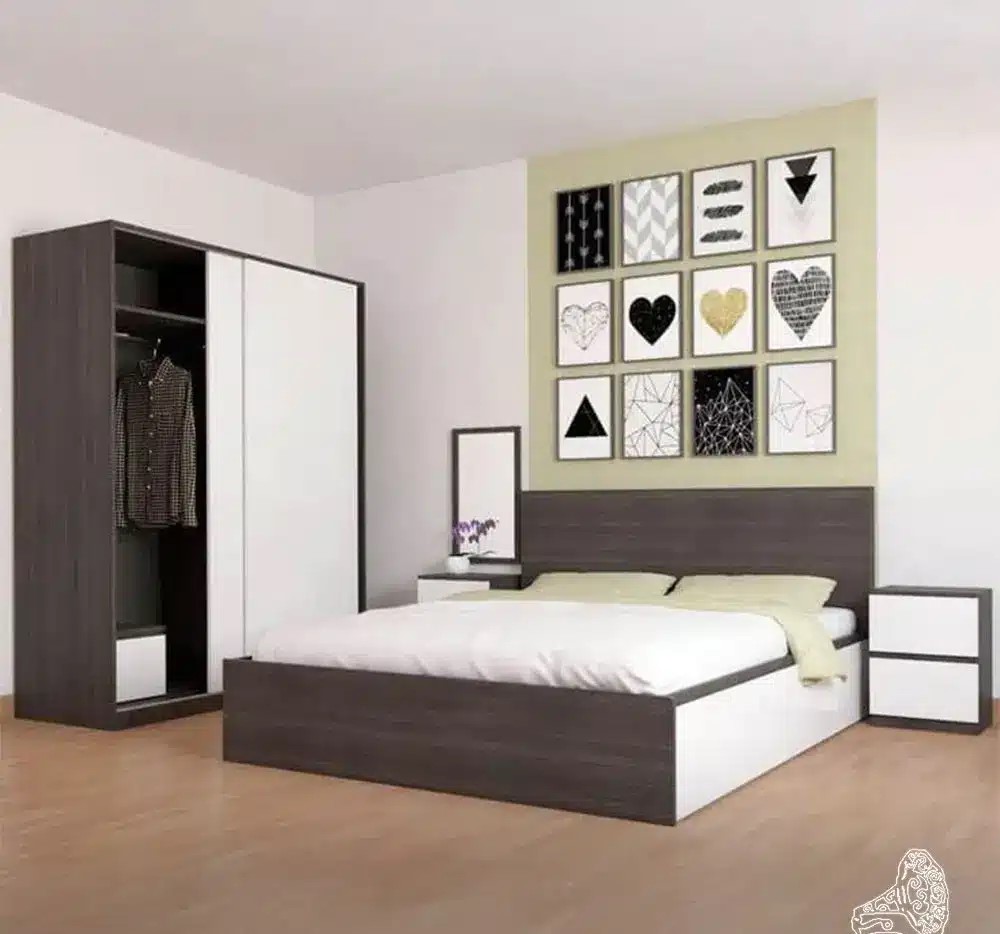 Modern 4-Piece Brown & White Master Bedroom Set