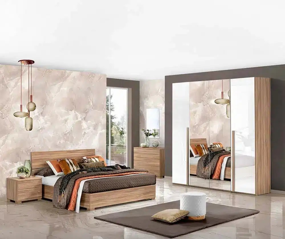 Modern 6-Piece White & Beige Master Bedroom Set - VL-RT-87351