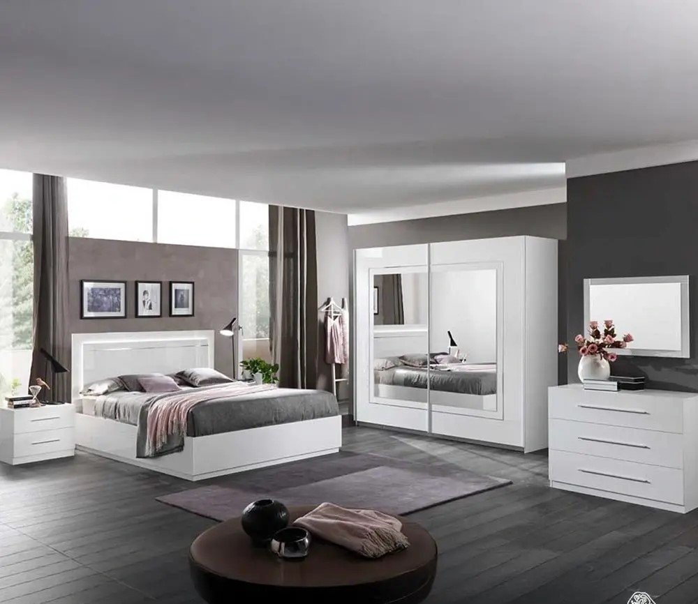 Modern 4-Piece Pure White Master Bedroom Set