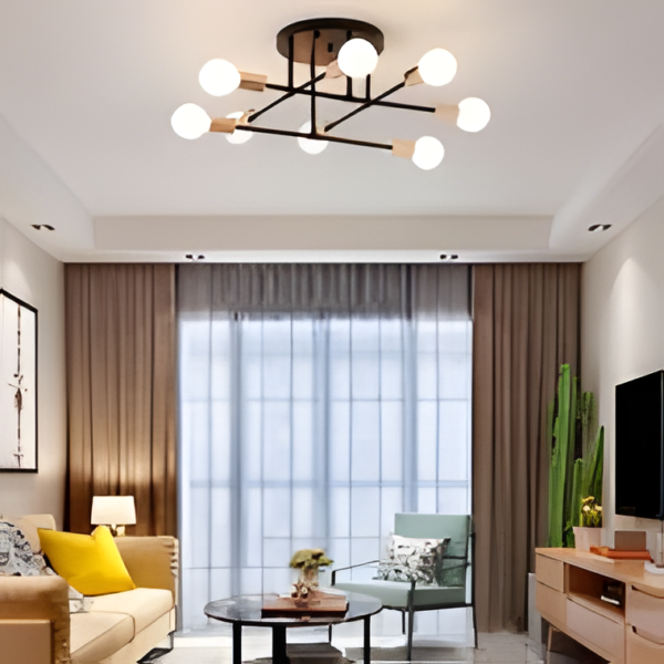 Modern 8-Light Matte Ceiling Chandelier - Gold & Black
