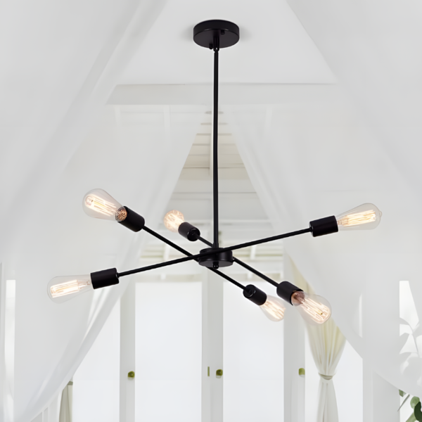 Modern 6-Light Matte Chandelier - Black