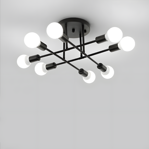 Modern 8-Light Matte Ceiling Chandelier - Black