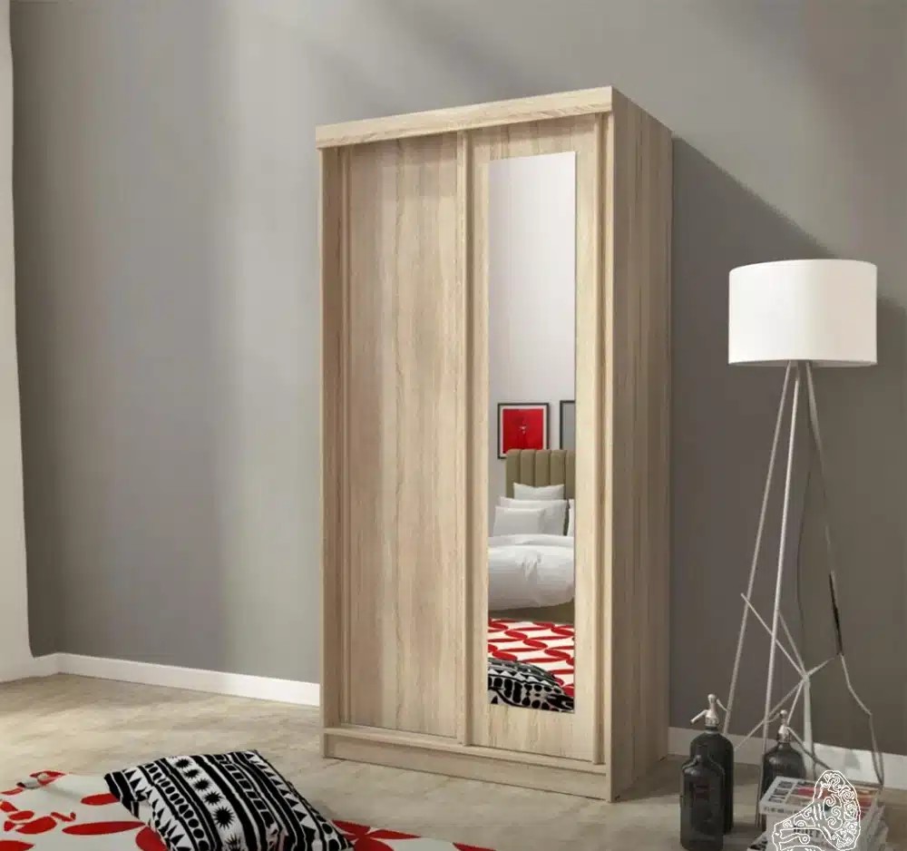 Modern Beige Wardrobe with Mirror