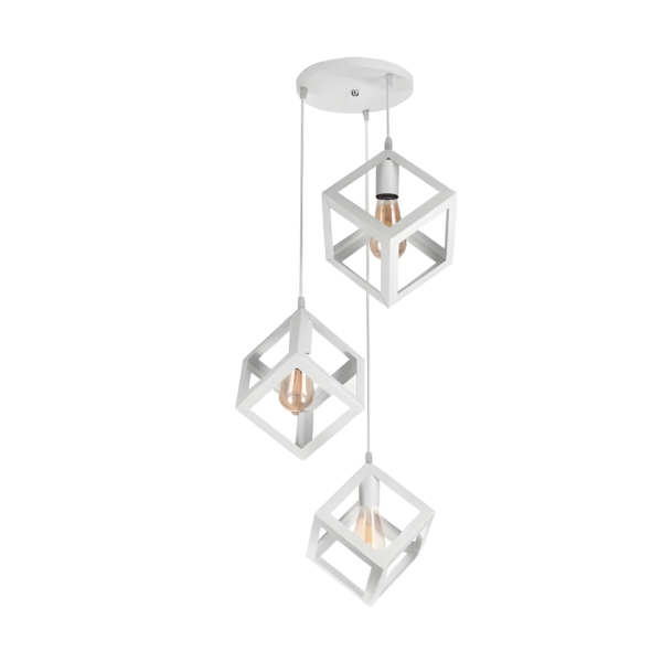 Sleek 3-Light Minimalist Chandelier - White
