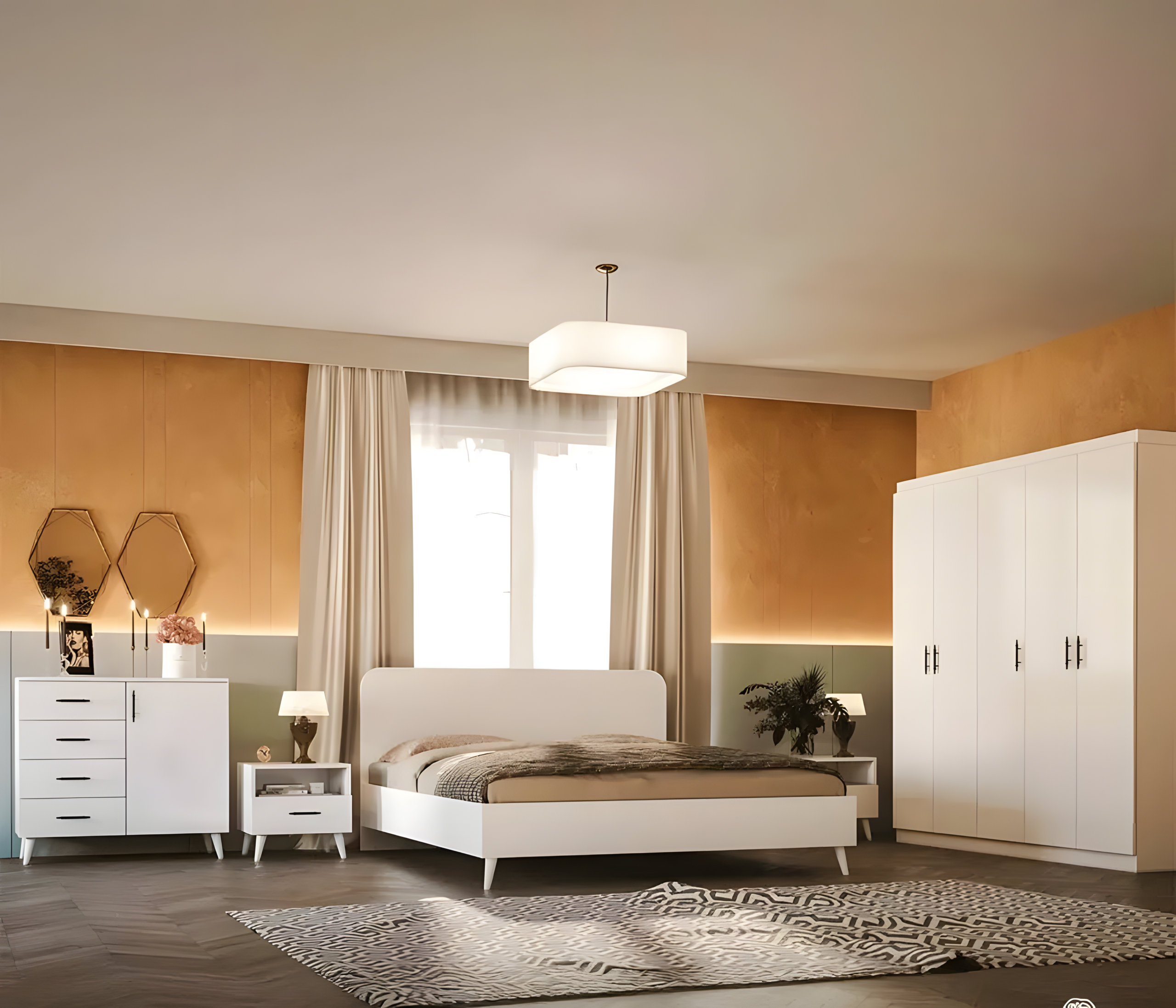 Modern 5-Piece Pure White Master Bedroom Set - VL-RT-86823