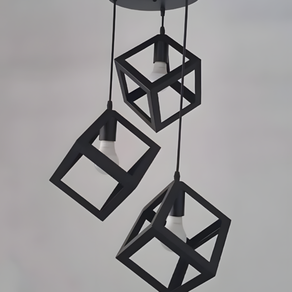 Sleek 3-Light Minimalist Chandelier - Black