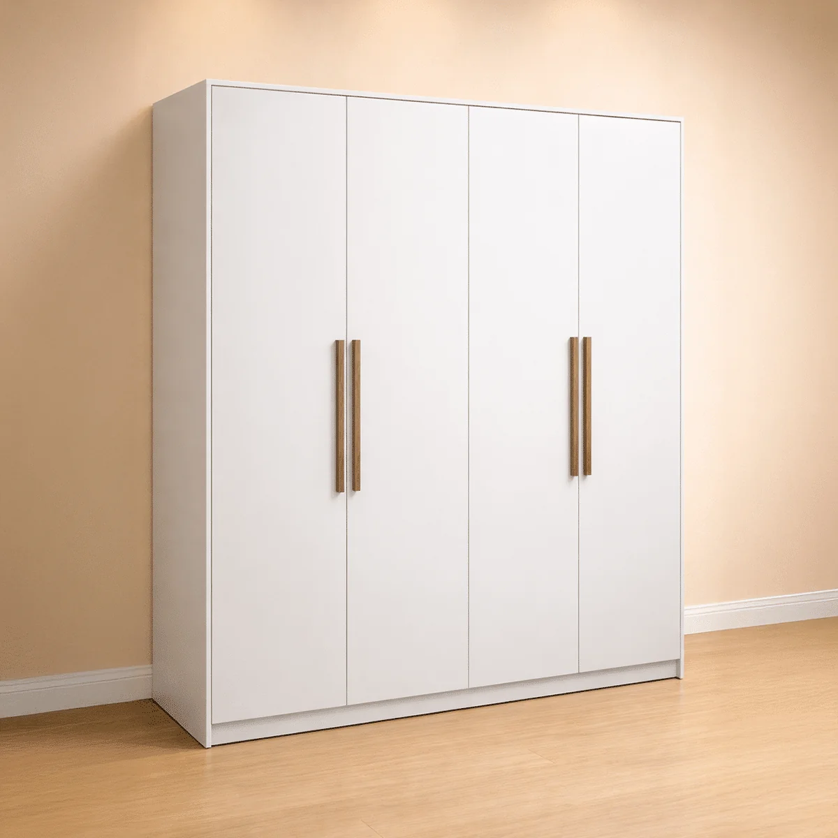 Modern White Four-Door Wardrobe