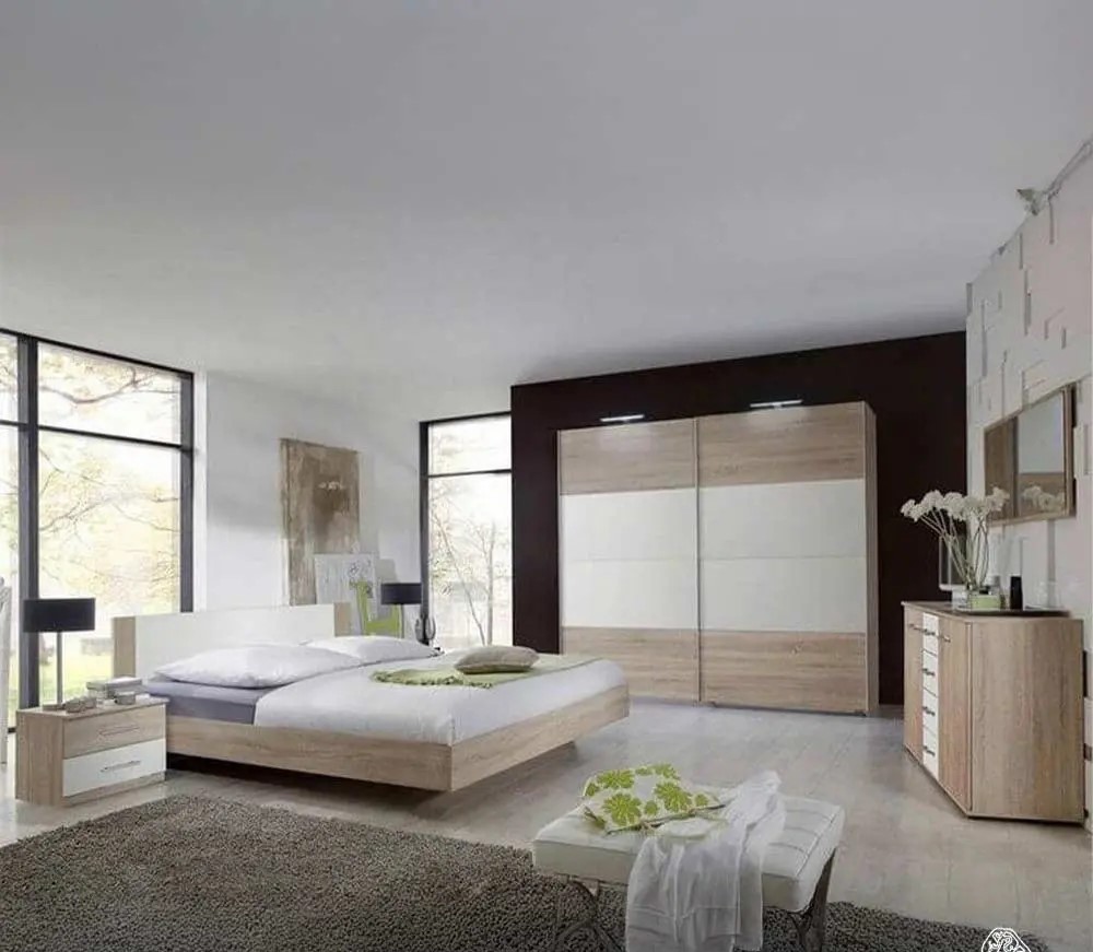 Modern 5-Piece Beige & White Master Bedroom Set