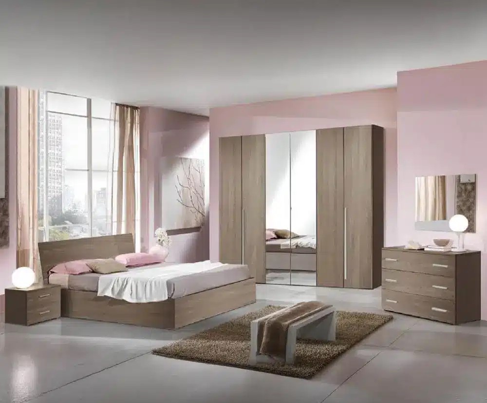 Modern 5-Piece Warm Beige Oak Master Bedroom Set