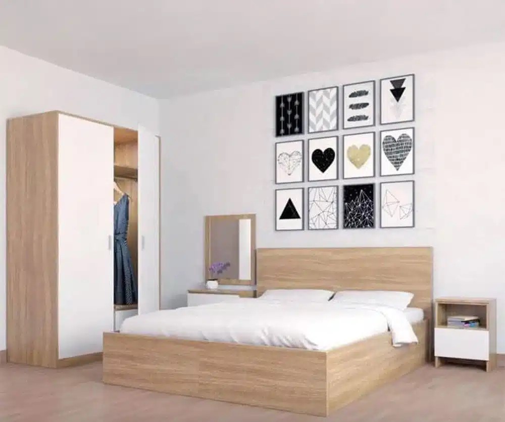 Modern 4-Piece White & Wood Master Bedroom Set