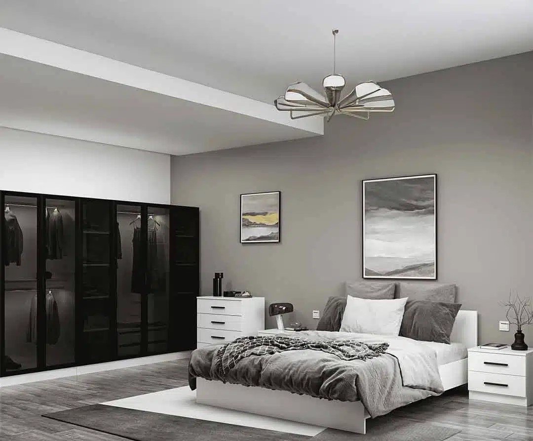 Modern 5-Piece White & Black Master Bedroom Set