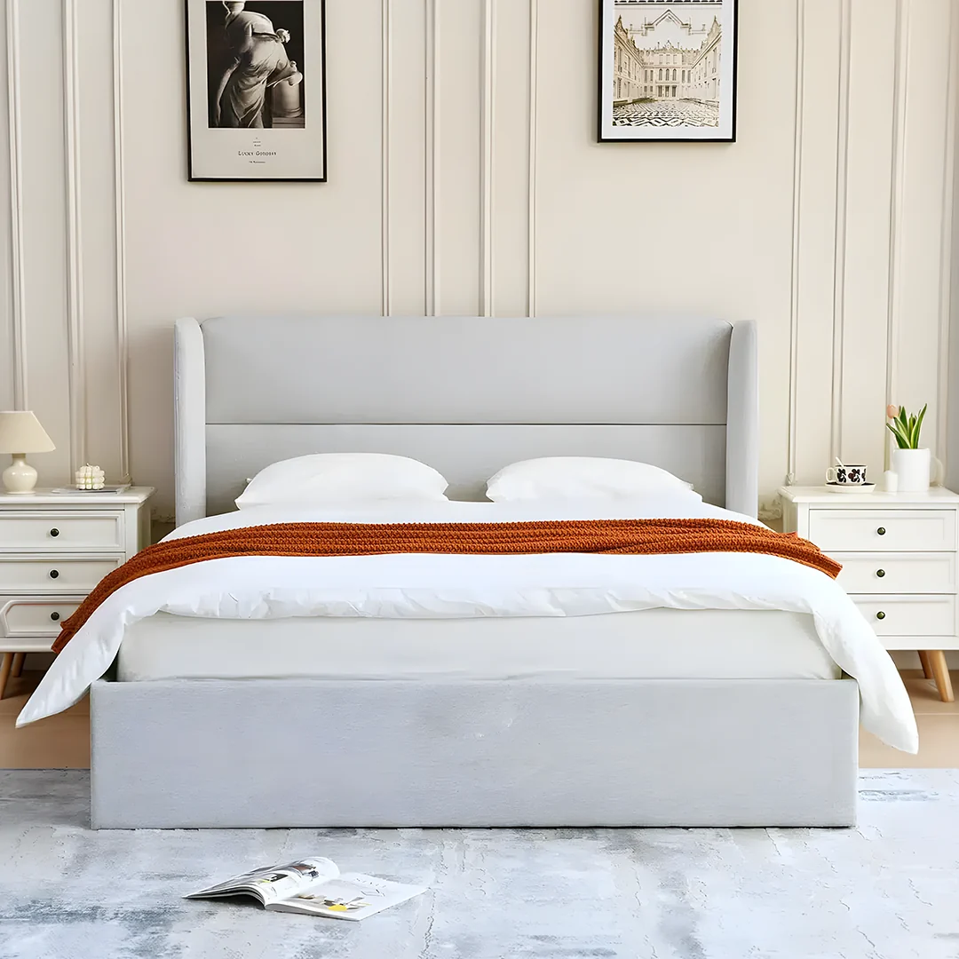 Modern White Upholstered Bed
