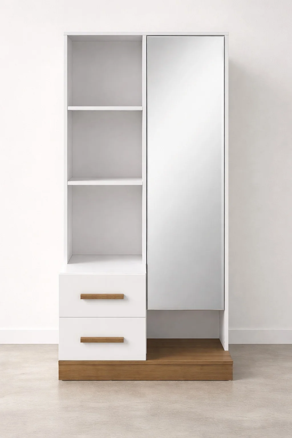 Modern White Wardrobe with Mirror