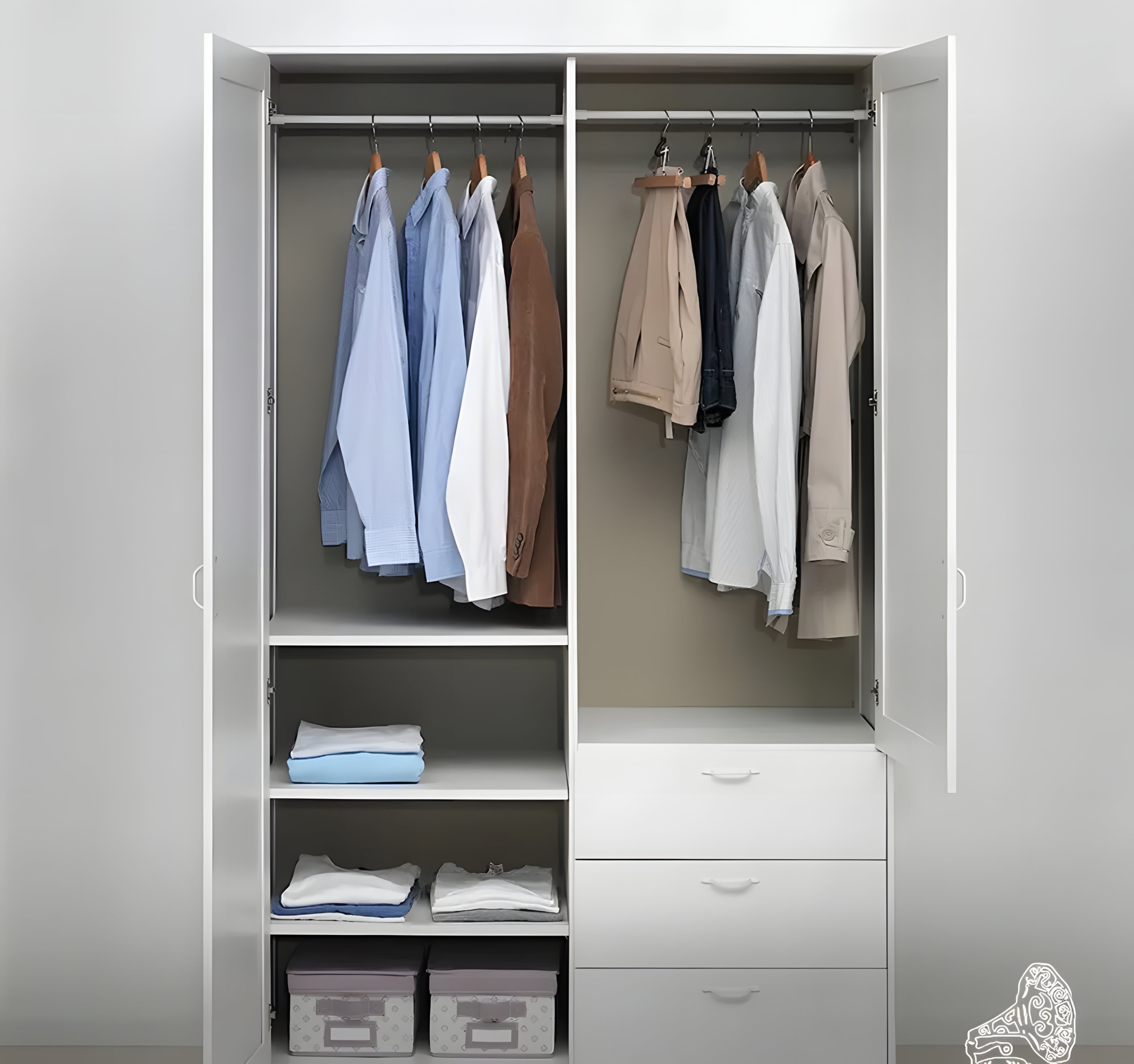 Modern White Wardrobe with Drawers
