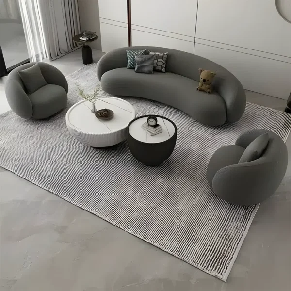 Modern 3-Piece Curved Sofa Set - Gray