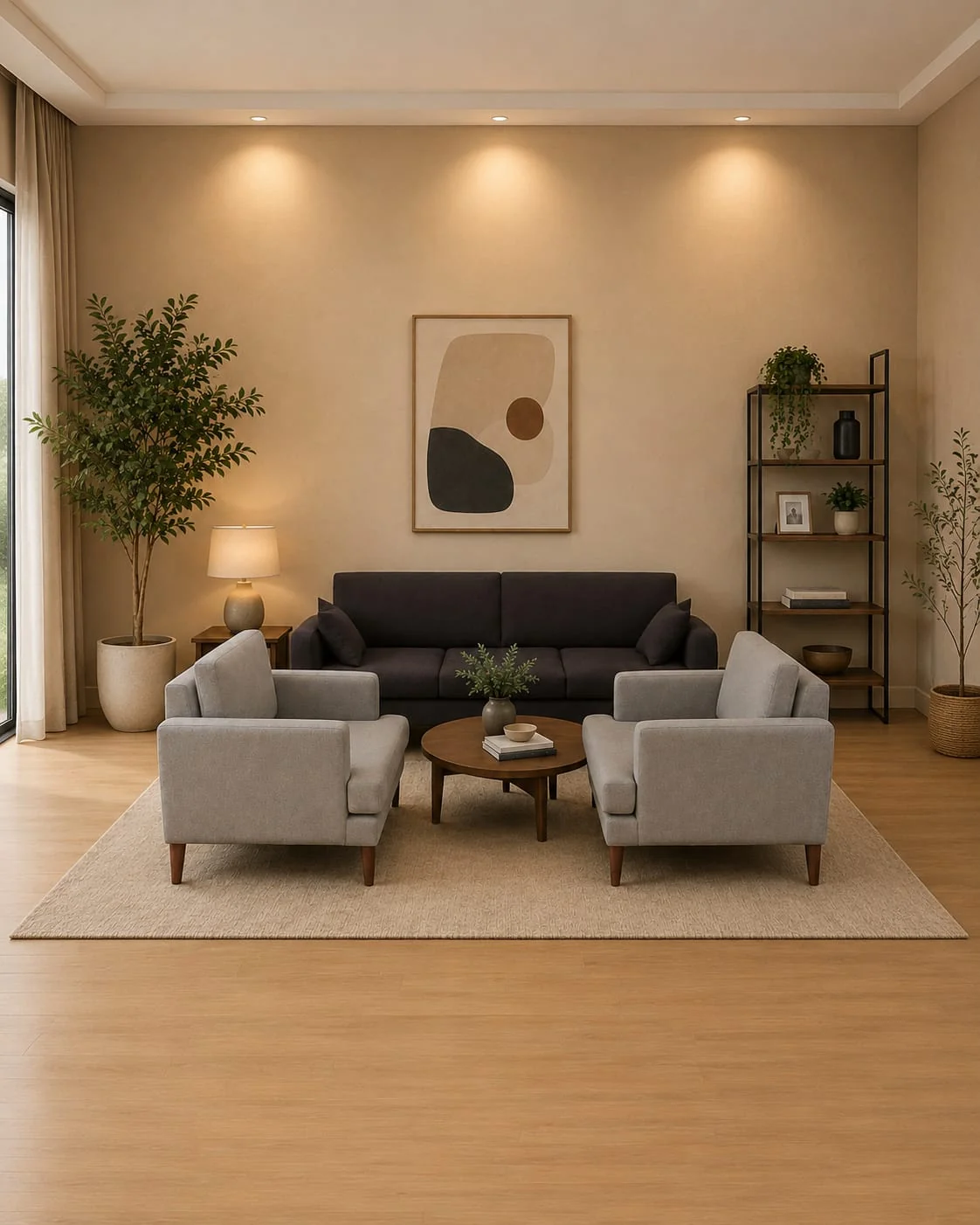 Two-Tone Grey 3-Piece Living Room Sofa Set