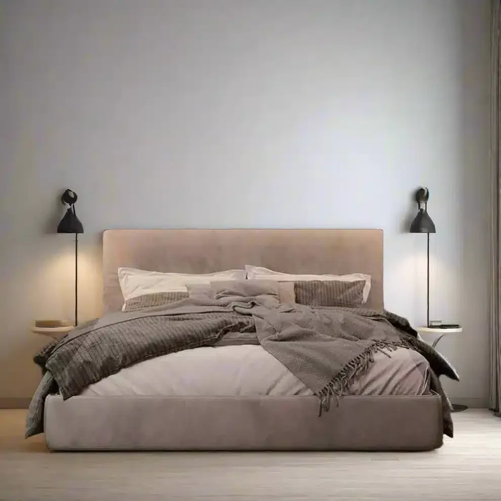 Modern Beige Upholstered Bed - VL-RT-86475