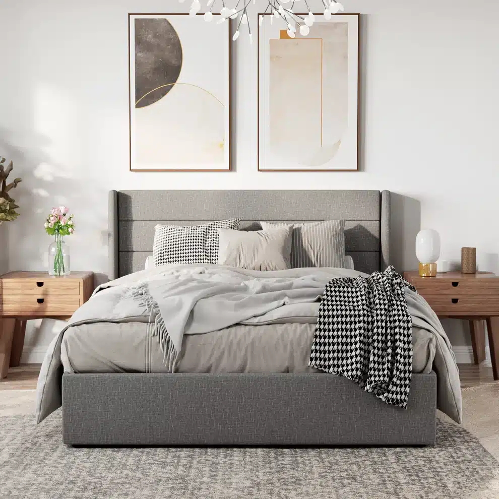 Modern Grey Upholstered Bed