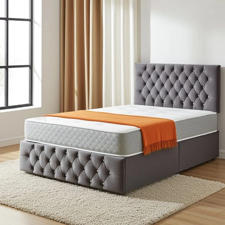 Modern Tufted Grey Upholstered Bed