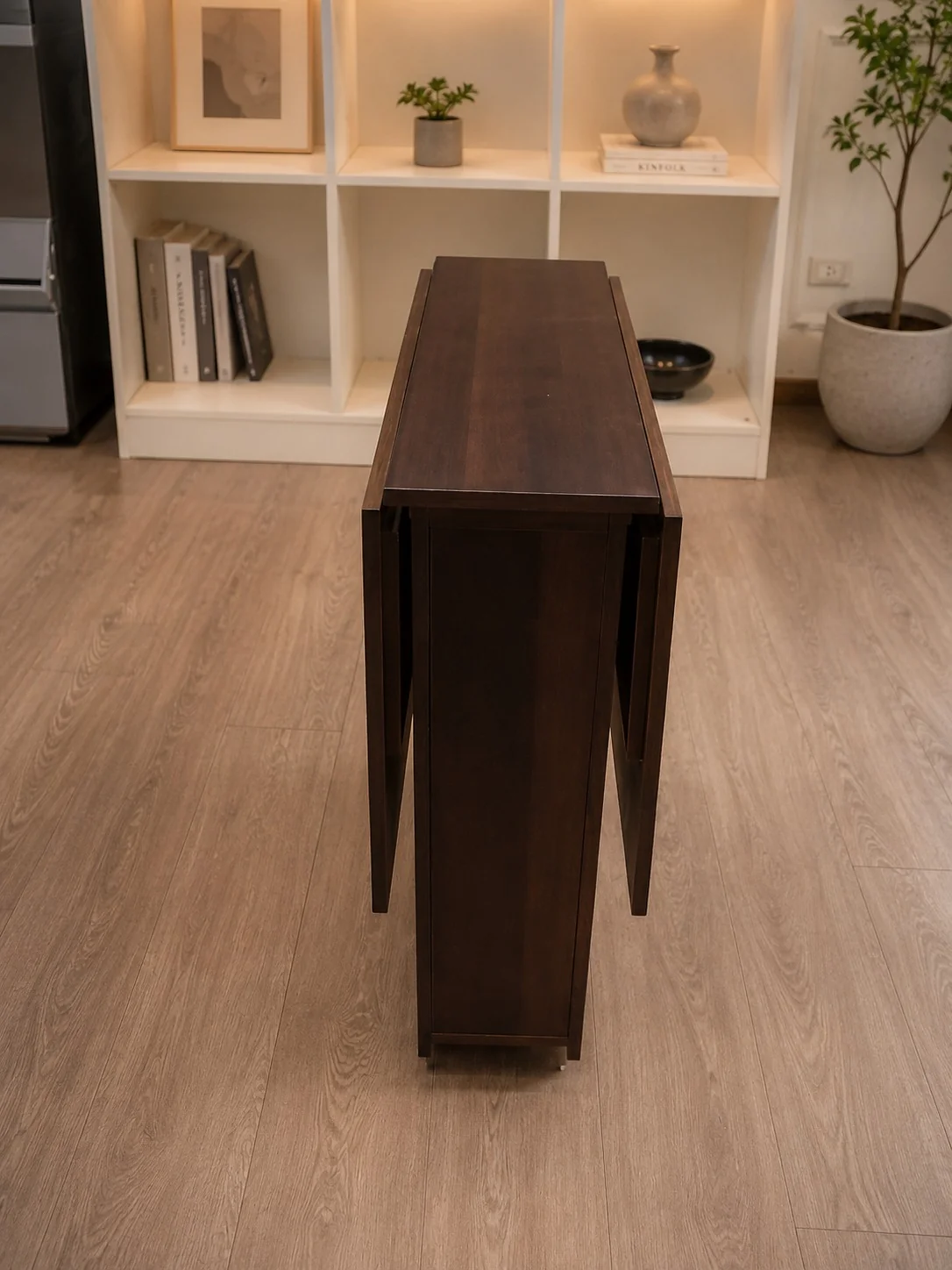Modern Brown Folding Drop-Leaf Dining Table