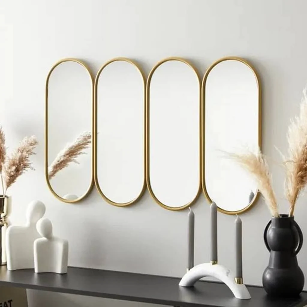 4-Piece Oval Wall Mirror Set - Gold