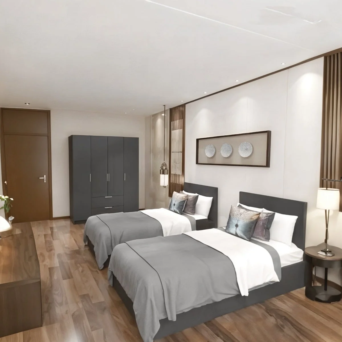 Modern 3-Piece Grey Twin Bedroom Set