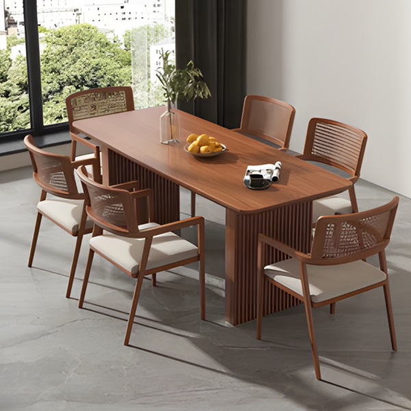 Dining Table Set - 7 Pieces - Brown