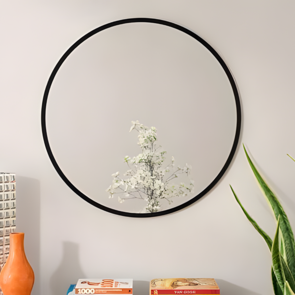 LION HOME Round Wall Mirror - Black