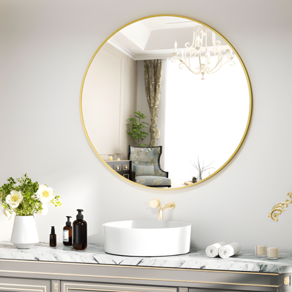LION HOME Round Wall Mirror - Gold