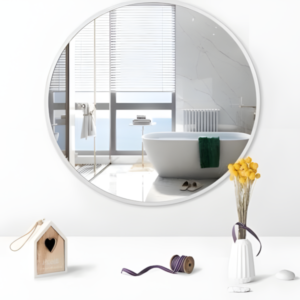 LION HOME Round Wall Mirror - White