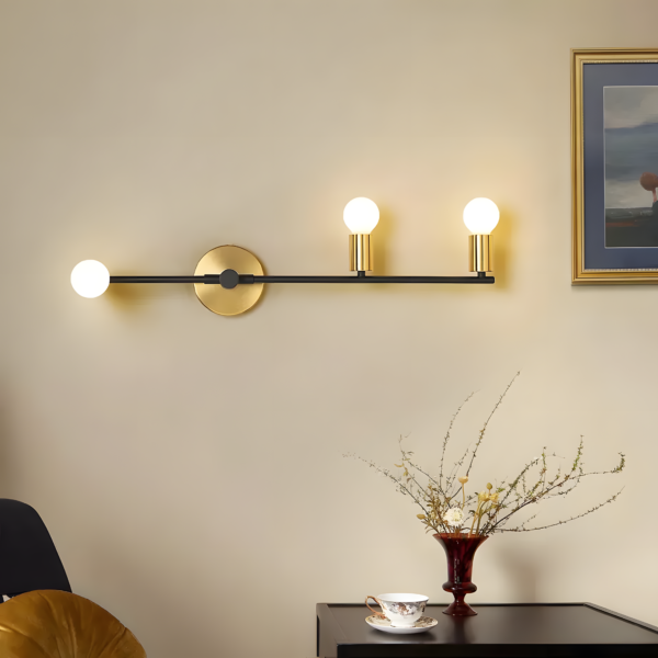 Modern 3-Light Chandelier - Black and Gold