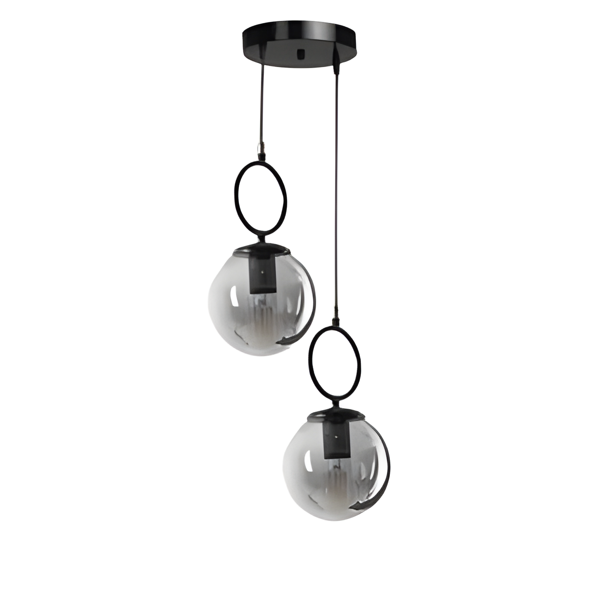 Modern 2-Light Fumée Glass Chandelier