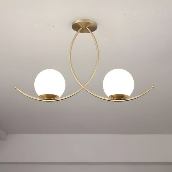 Modern 2-Light Glass Chandelier - Black